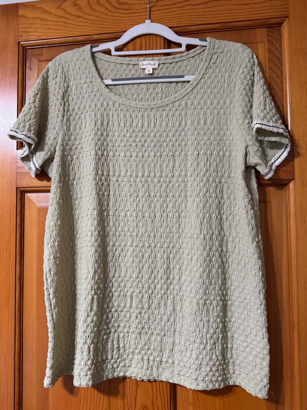 Hem & Thread Sage Textured Short-Sleeve Top